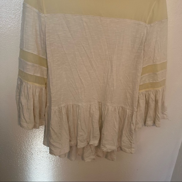 Abound Ruffle Peplum Blouse Bell Sleeve White Mesh - Picture 4 of 9